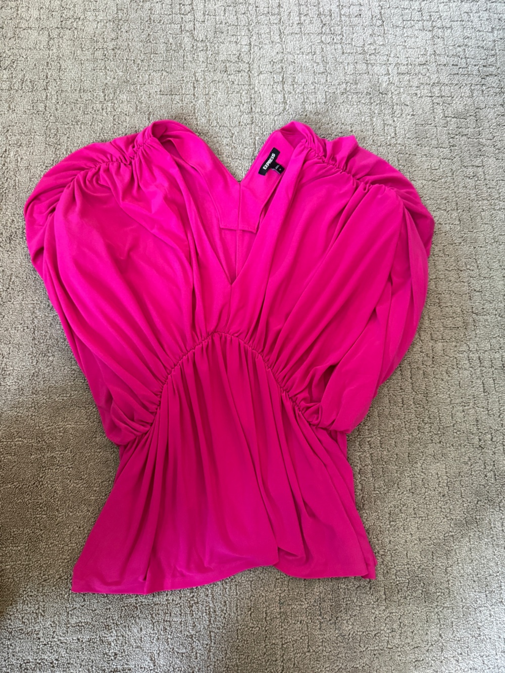 Express Hot Pink V-Neck Ruched Waist Blouse